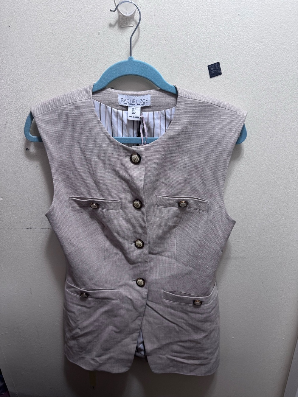 Rachel Zoe Taupe Button-Front Sleeveless Vest size 2